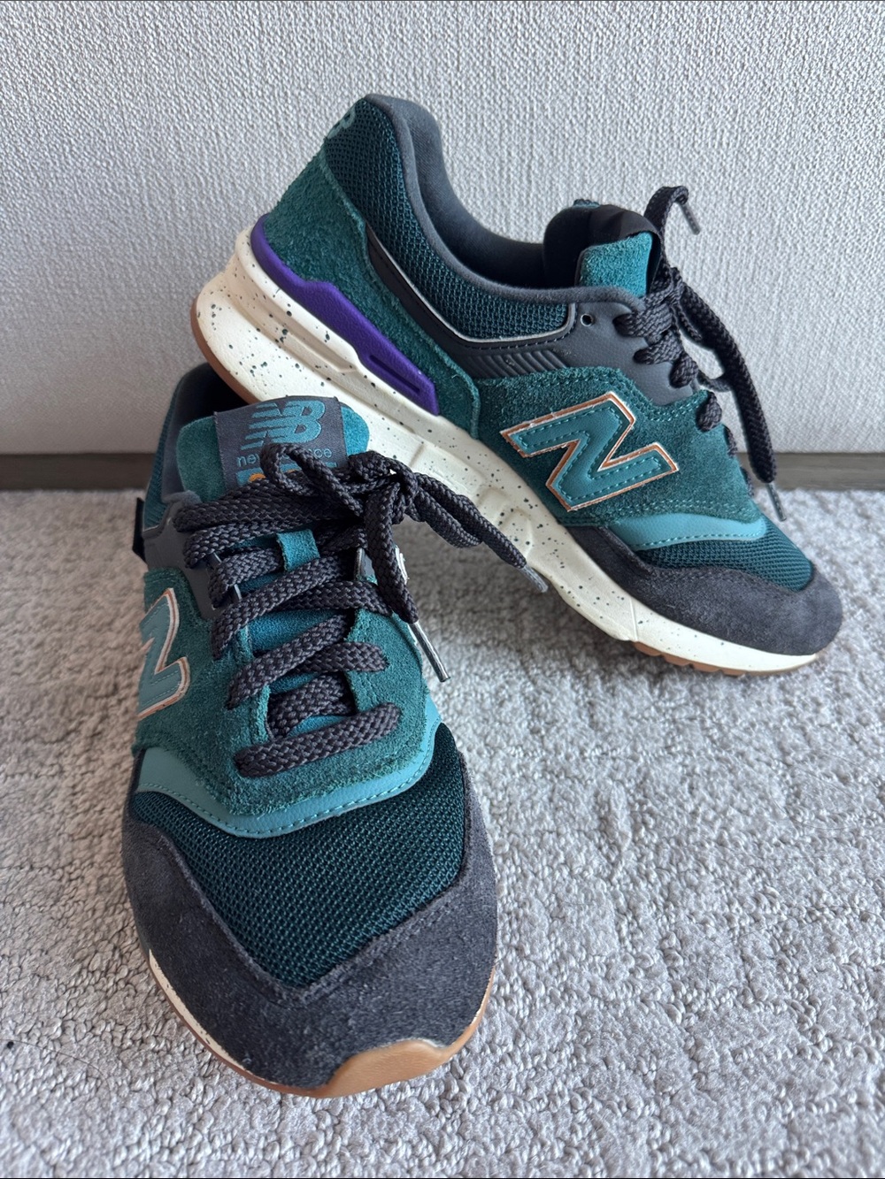 New Balance Kids Teal Black Purple Accent Sneakers